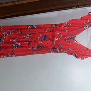 Soprano Scarlet Floral Asymmetrical Dress